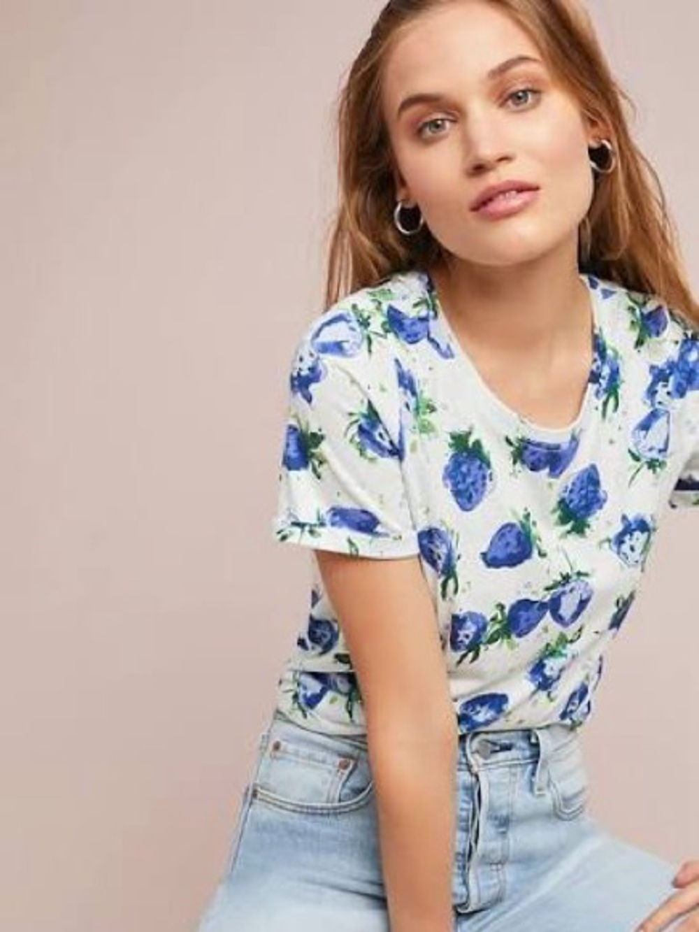 Maeve by Anthropologie Strawberry Fields Tee